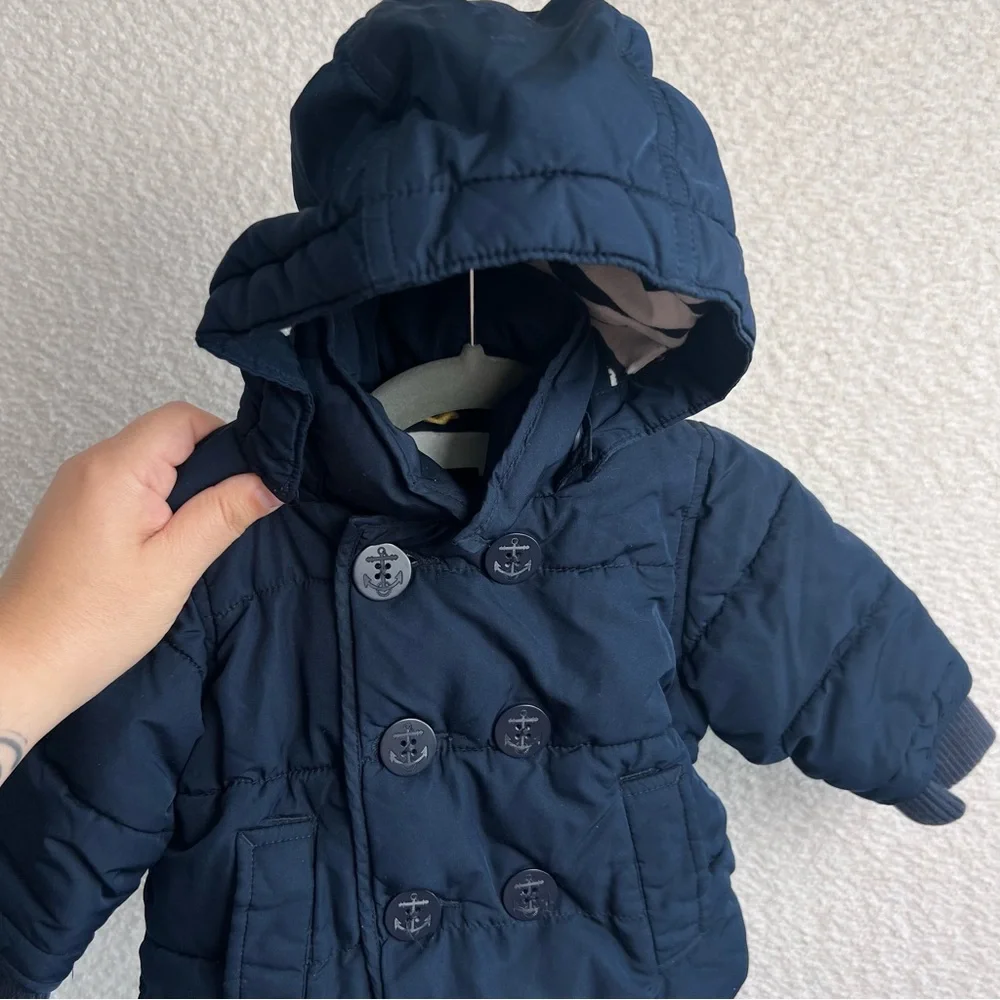 GAP Baby Blue Peacoat Puffer ColdControl With Hood Size 0-6‎ Months